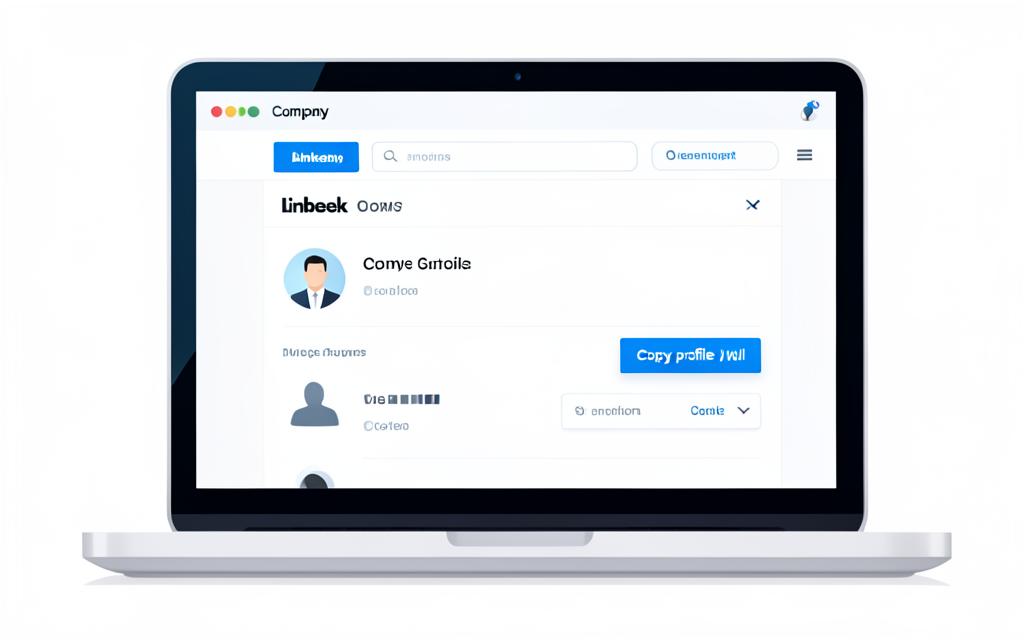 LinkedIn company page with the copy profile URL action